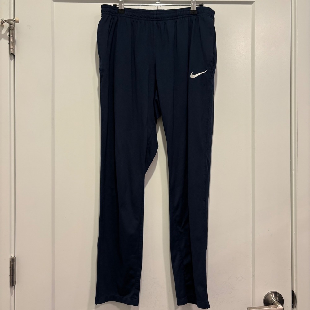 Nike Dri-FIT Mens Navy Blue Athletic Training Pants Ankle Zip Joggers Large